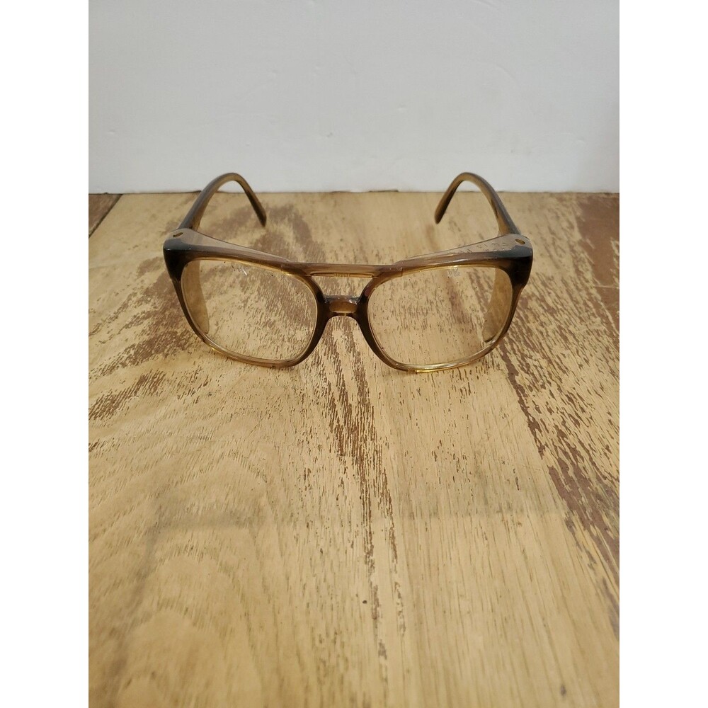 Vintage Willson Turbo Safety Glasses Aviator Eyeglasses Brown Side Shields 1980s